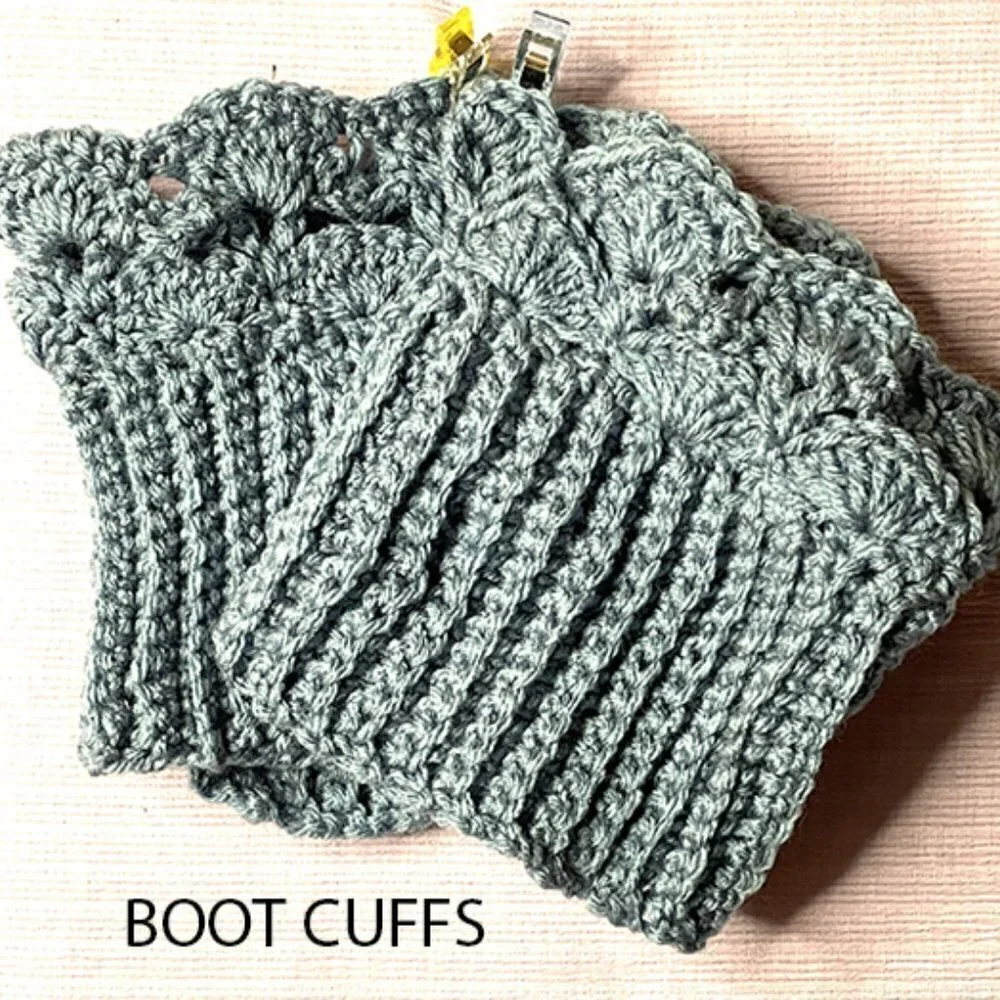 NWT LORETTA ANN CREATTIONS CROCHETED LIGHT BLUE BOOT CUFFS BEAUTIFULLY HANDMADE